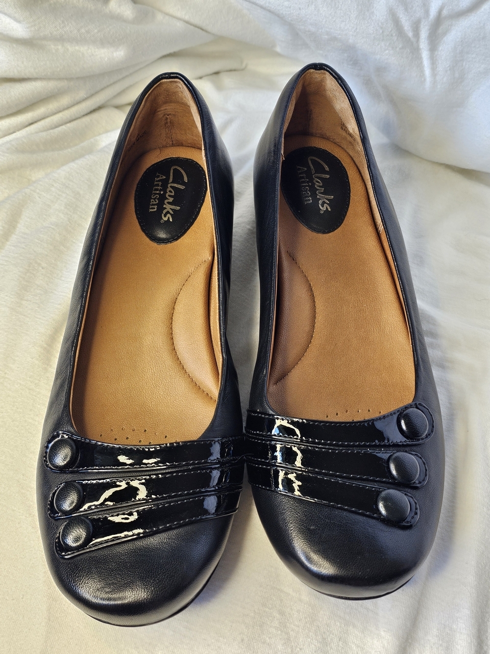 Clarks Artisan black leather "Concert Drum"  Ballet Flats Slip On